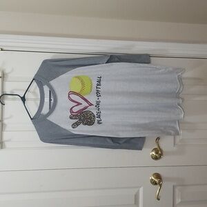 3/$15 Next Level t-shirt w/Peace Love Softball, sz XL